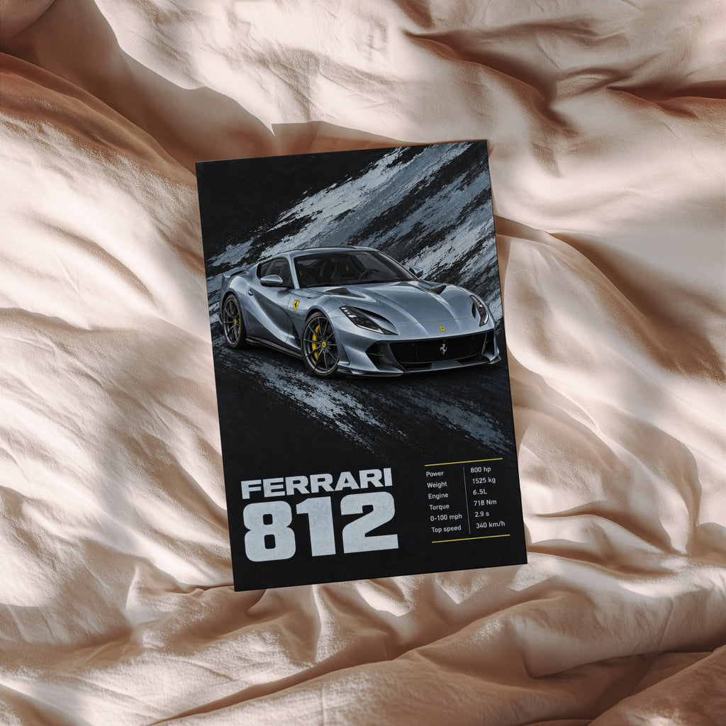 Vintage Ferrari 812 Print, Supercar Wall Art