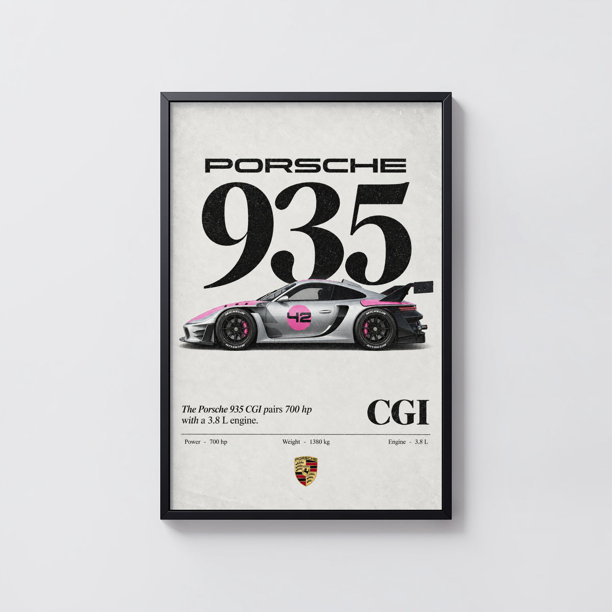 Vintage Porsche 935 Print, Racing Car Wall Art
