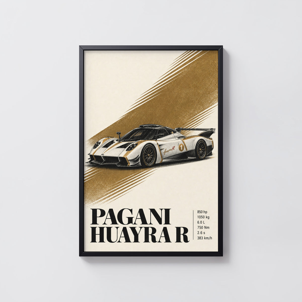 Vintage Pagani Huayra R Print, Supercar Wall Art
