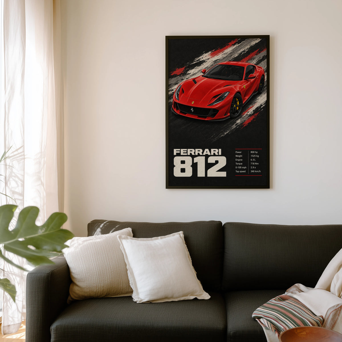Vintage Ferrari 812 Print, Car Wall Art