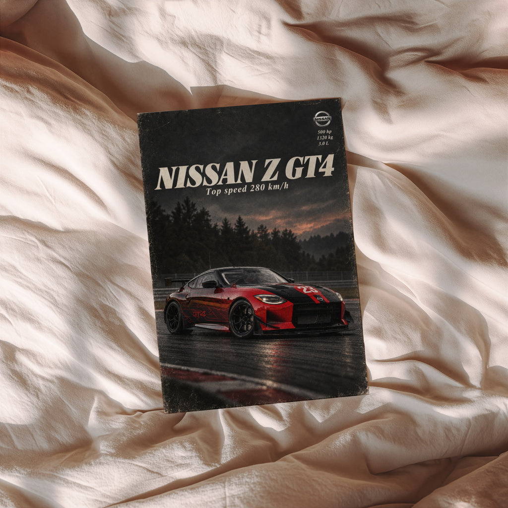Vintage Nissan Z GT4 Print, Racing Car Wall Art