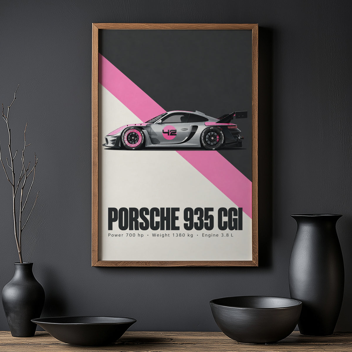 Vintage Porsche 935 Print, Racing Car Wall Art