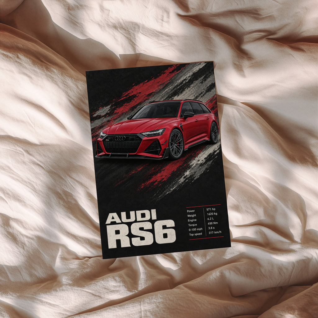 Vintage Audi RS6 Print, Car Wall Art