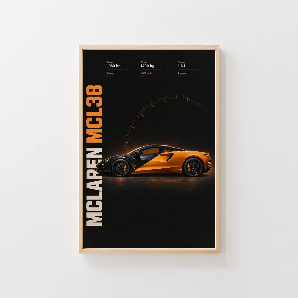 Vintage McLaren MCL38 Print, Supercar Wall Art