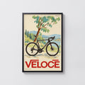 Vintage Cycling Poster, Road Bike Wall Art, Veloce Print