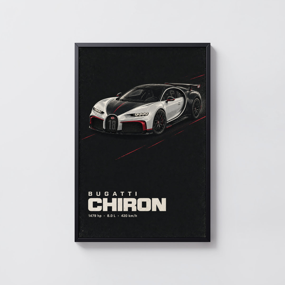 Vintage Bugatti Chiron Print, Supercar Wall Art