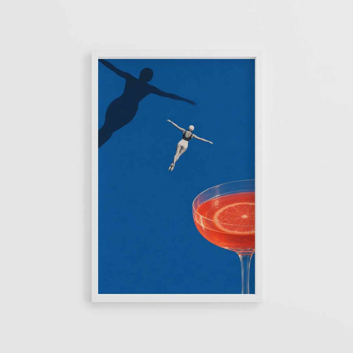 Vintage Cocktail Print Poster, Retro Swimmer Wall Art