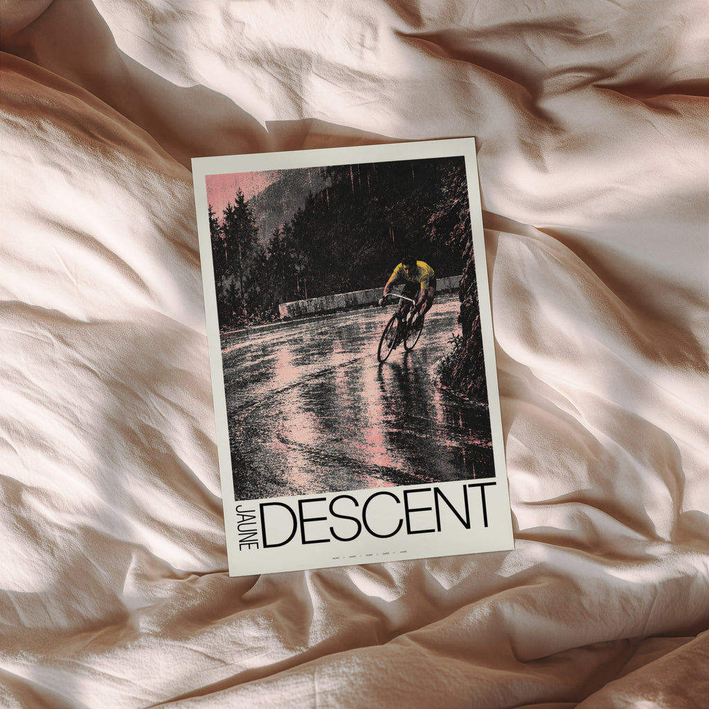 Vintage Cycling Poster, Wet Road Descent Wall Art Print