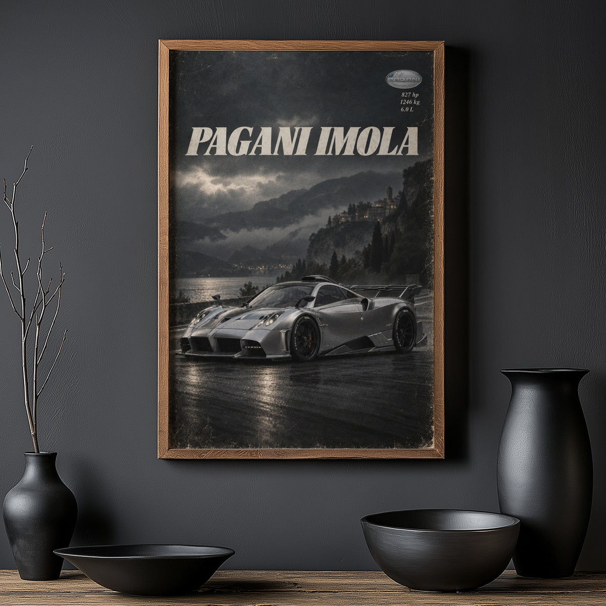 Vintage Pagani Imola Print, Hypercar Wall Art