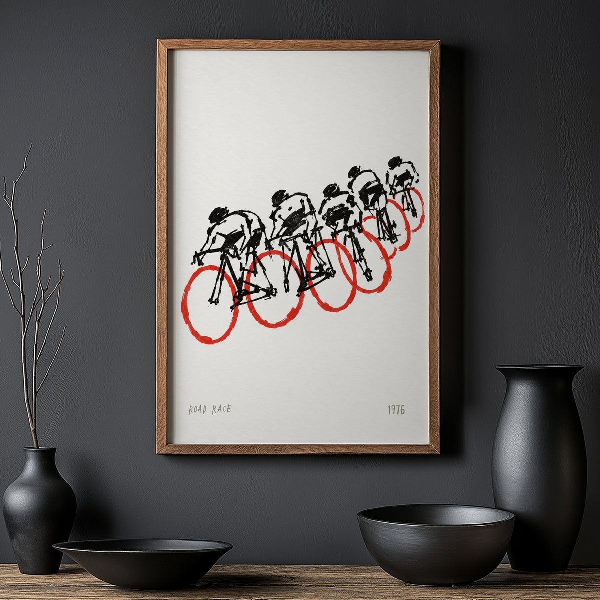 Vintage Cycling Poster, Road Race Wall Art, 1976 Print