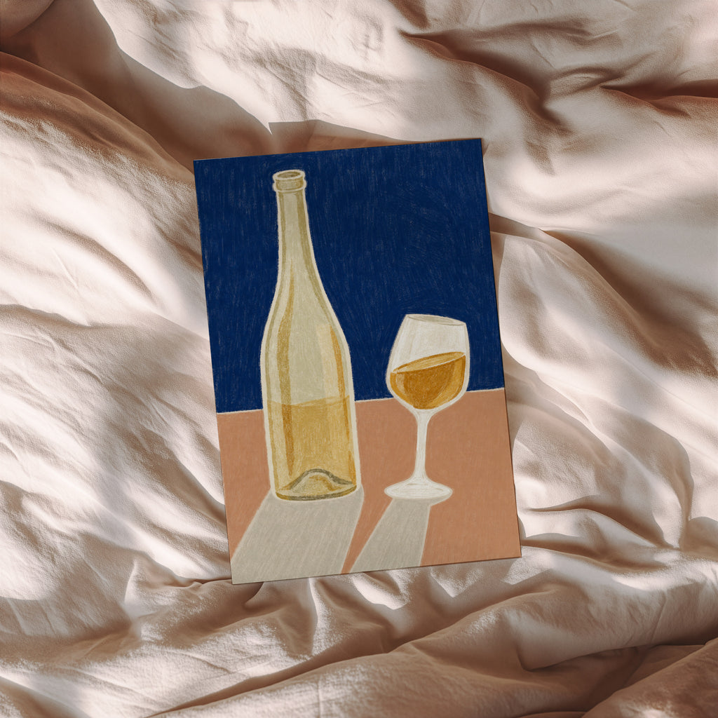 Vintage Wine Bottle Print Poster, Kitchen Wall Art