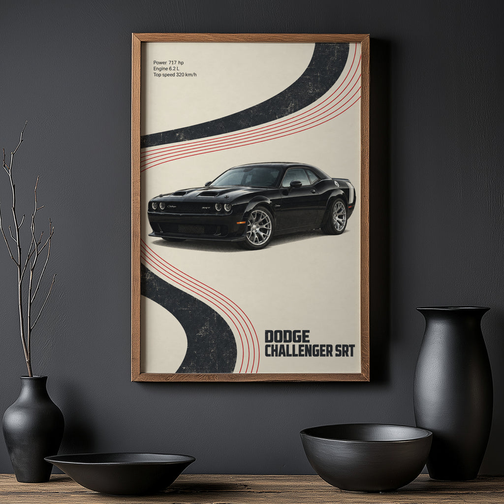 Vintage Dodge Challenger SRT Print, Muscle Car