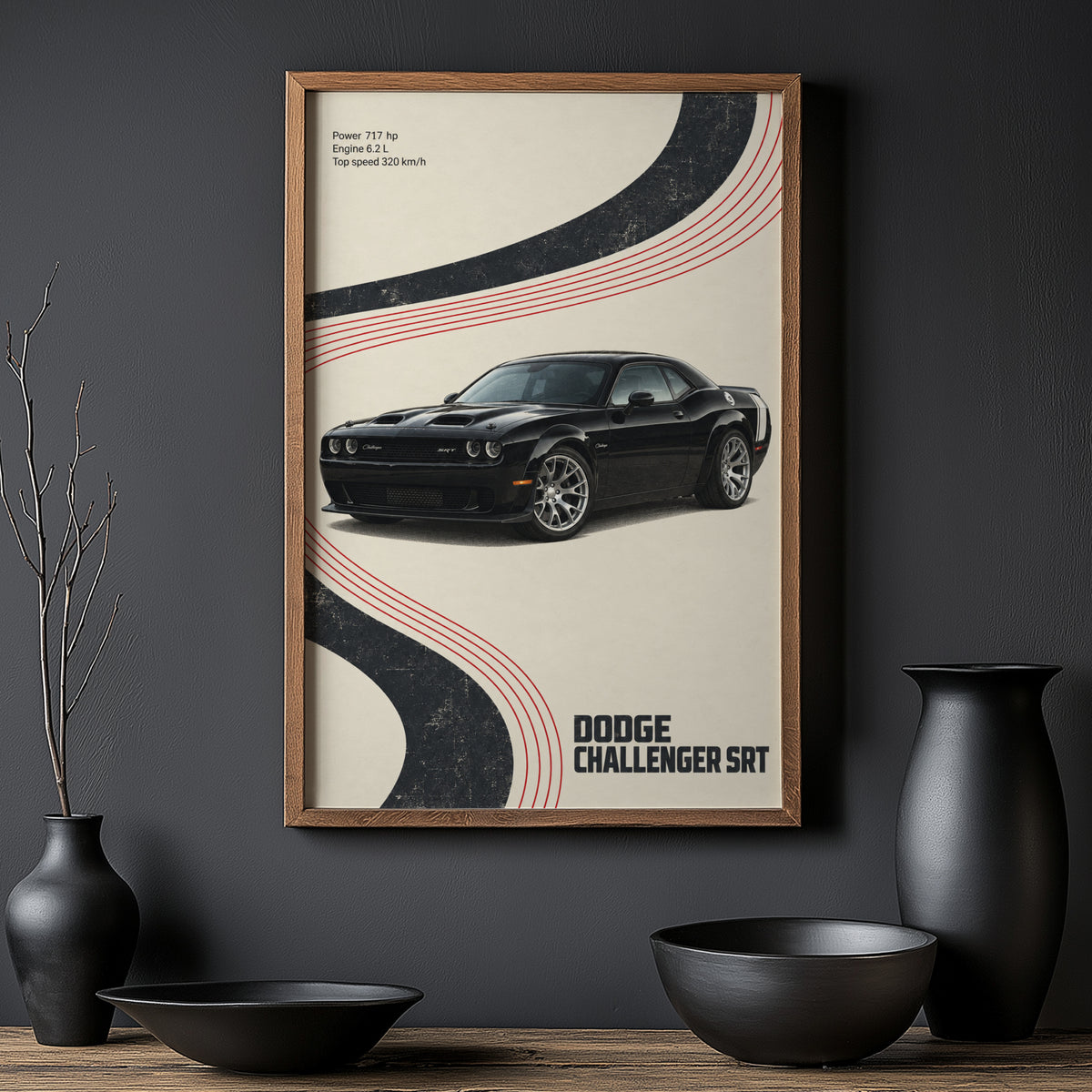 Vintage Dodge Challenger SRT Print, Muscle Car