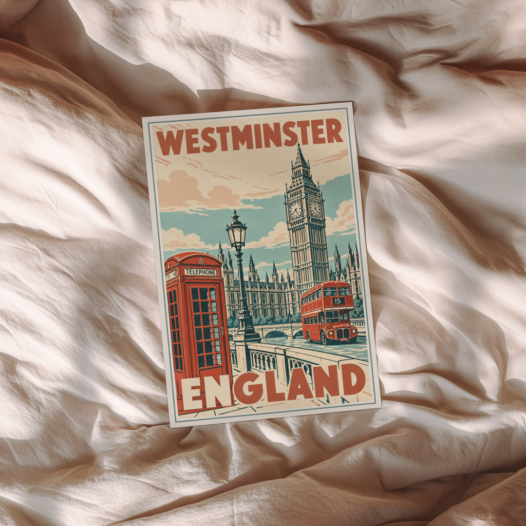Vintage Westminster Poster, London England Wall Art Print