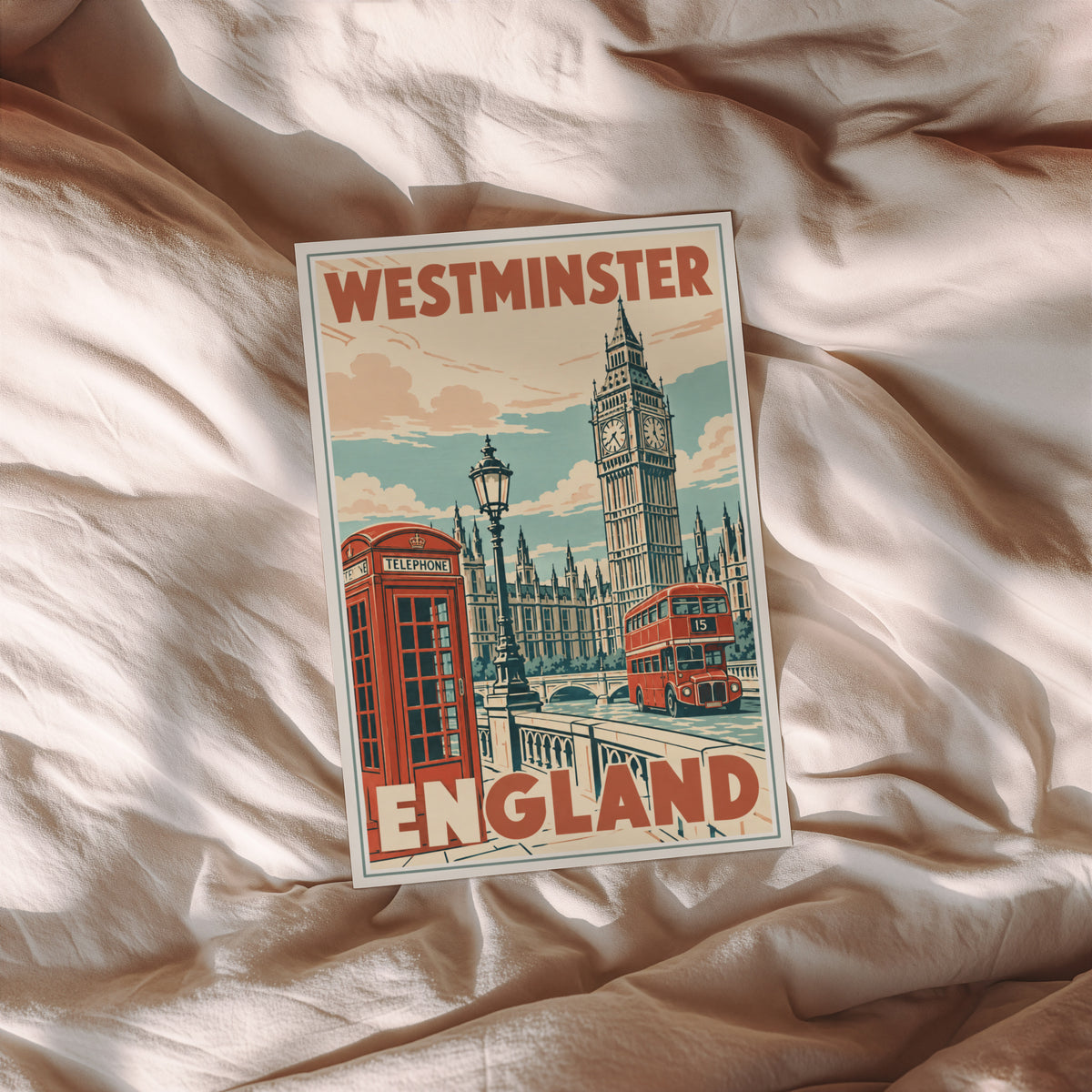 Vintage Westminster Poster, London England Wall Art Print