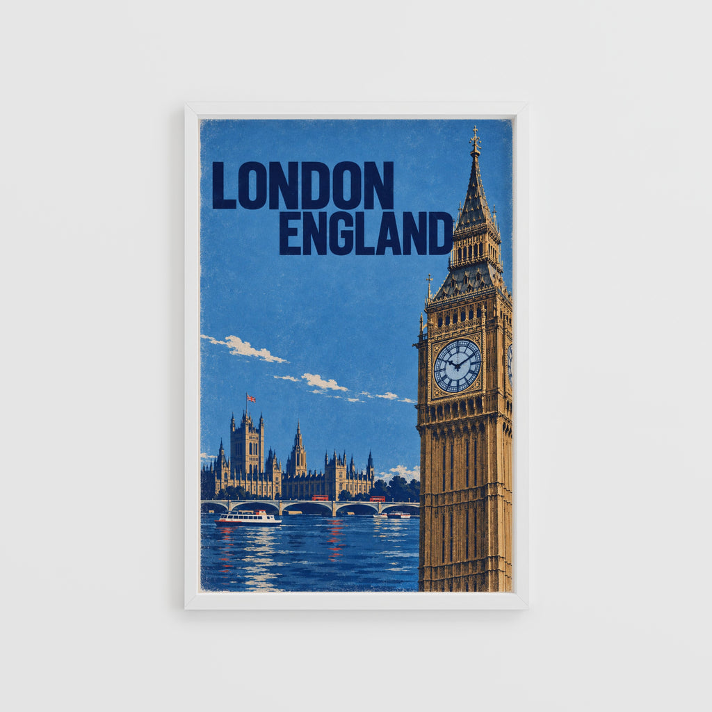 Vintage London Poster, Big Ben Wall Art, England Print