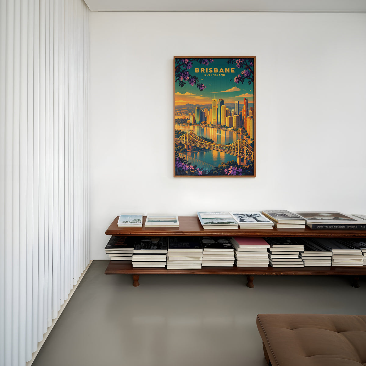 Vintage Brisbane Poster, Queensland Wall Art, City Print