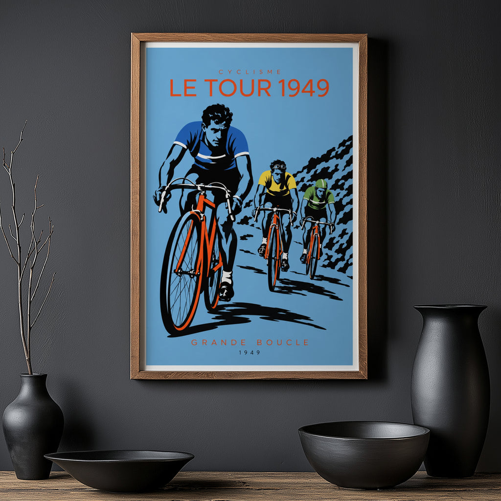 Vintage Tour de France Poster, Cyclists Wall Art, Bike Print