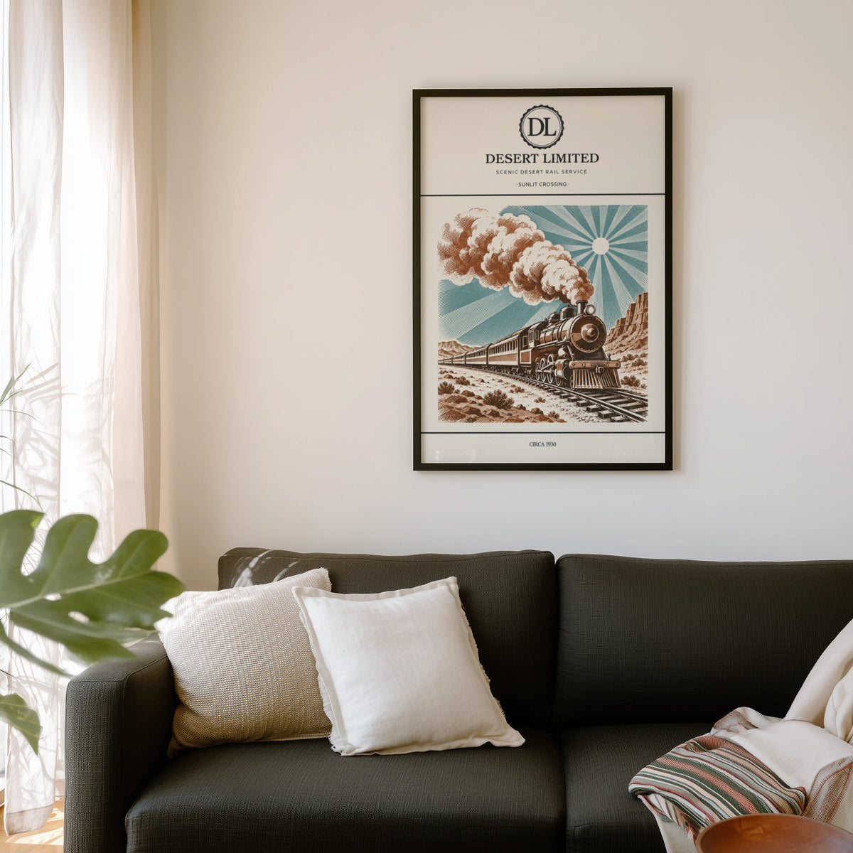 Vintage Steam Train Print Poster, Desert Rail Wall Art