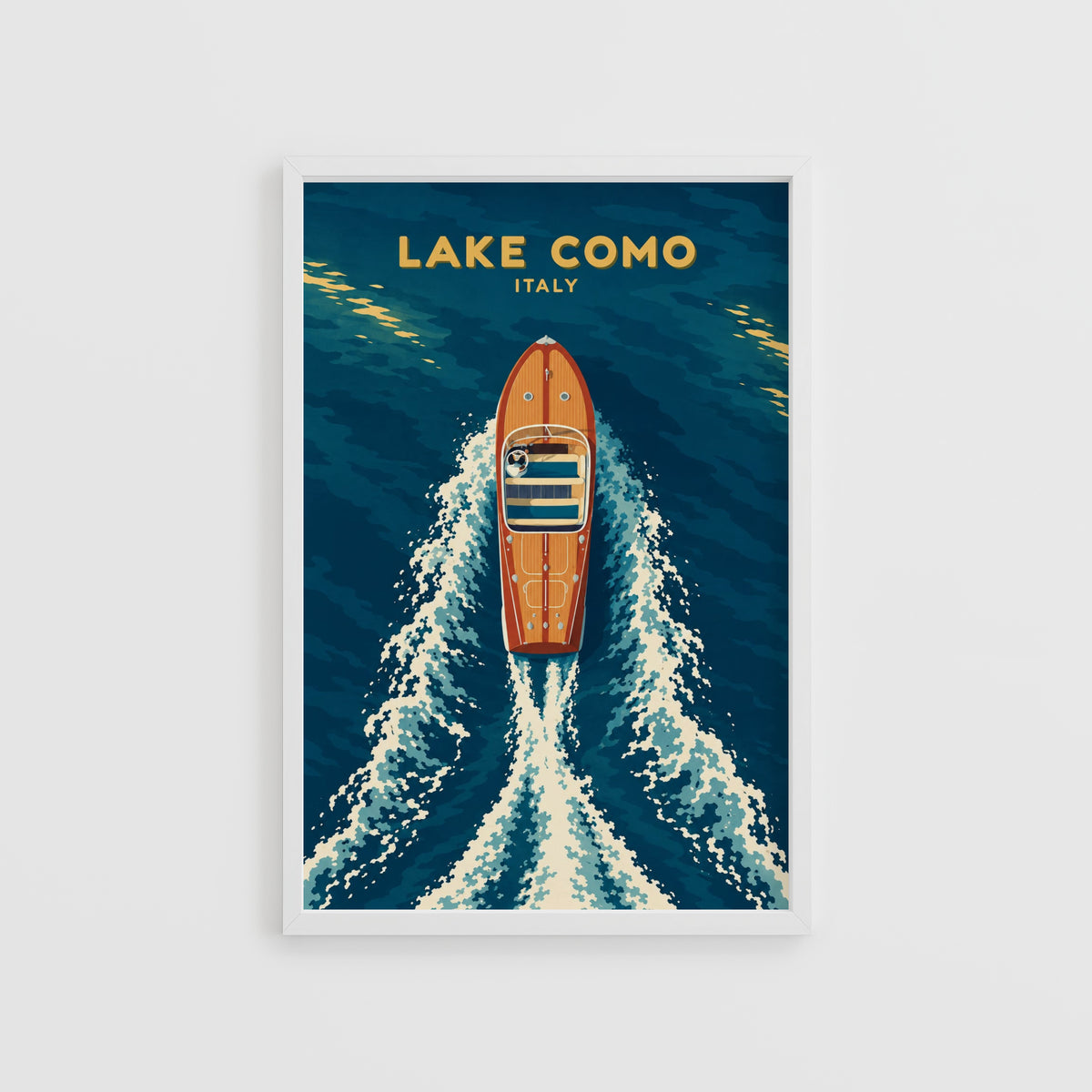 Vintage Lake Como Italy Poster, Boat Wall Art Print