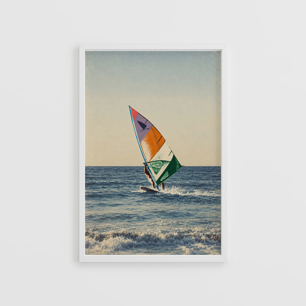 Vintage Windsurfing Print and Poster, Retro Surf Wall Art