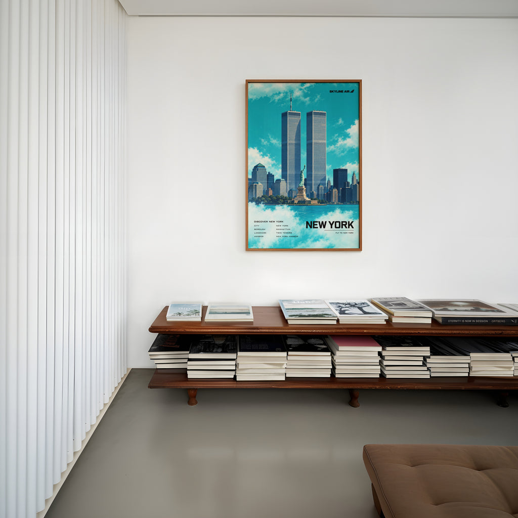 Vintage New York Poster, Twin Towers Wall Art Print