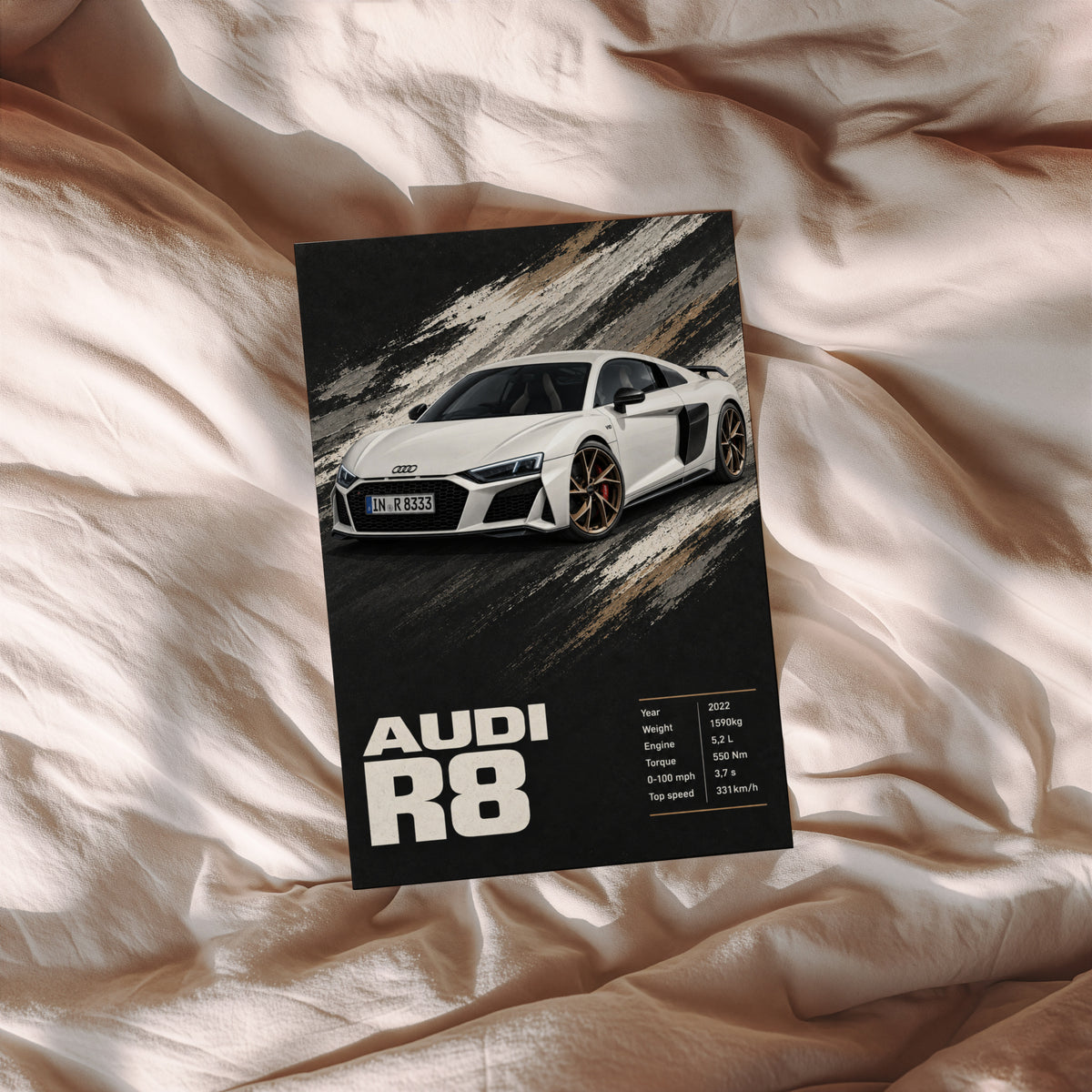 Vintage Audi R8 Print, Supercar Poster, Car Wall Art