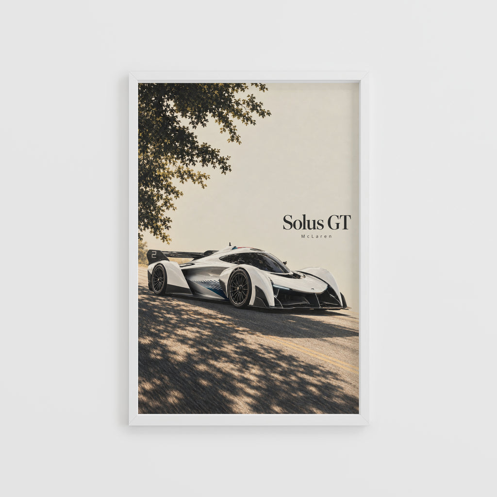 Vintage McLaren Solus GT Print, Car Wall Art