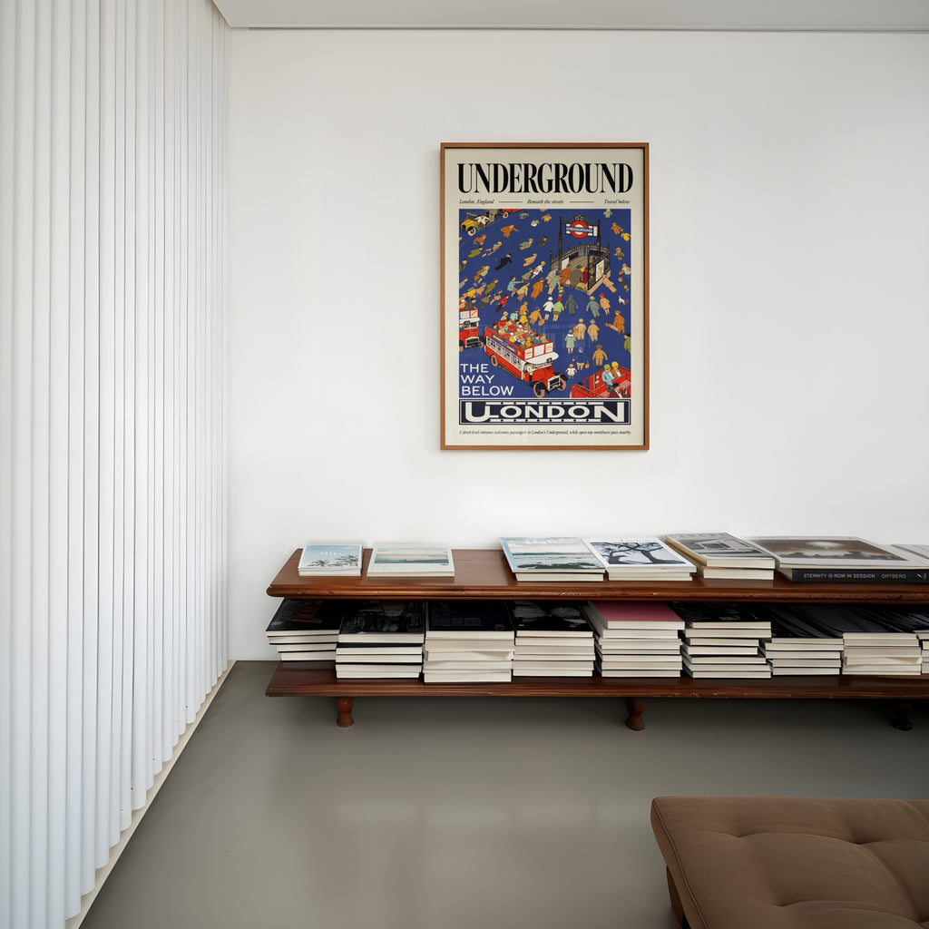Vintage London Underground Poster, Retro Travel Wall Art