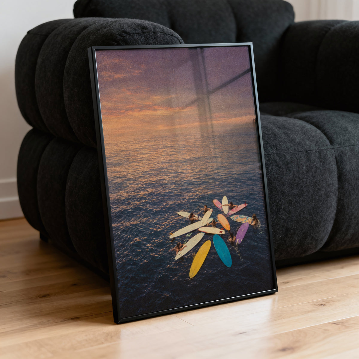 Vintage Surf Print, Sunset Longboards Poster, Wall Art