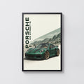 Vintage Porsche GS Street R Print, Green Car Art