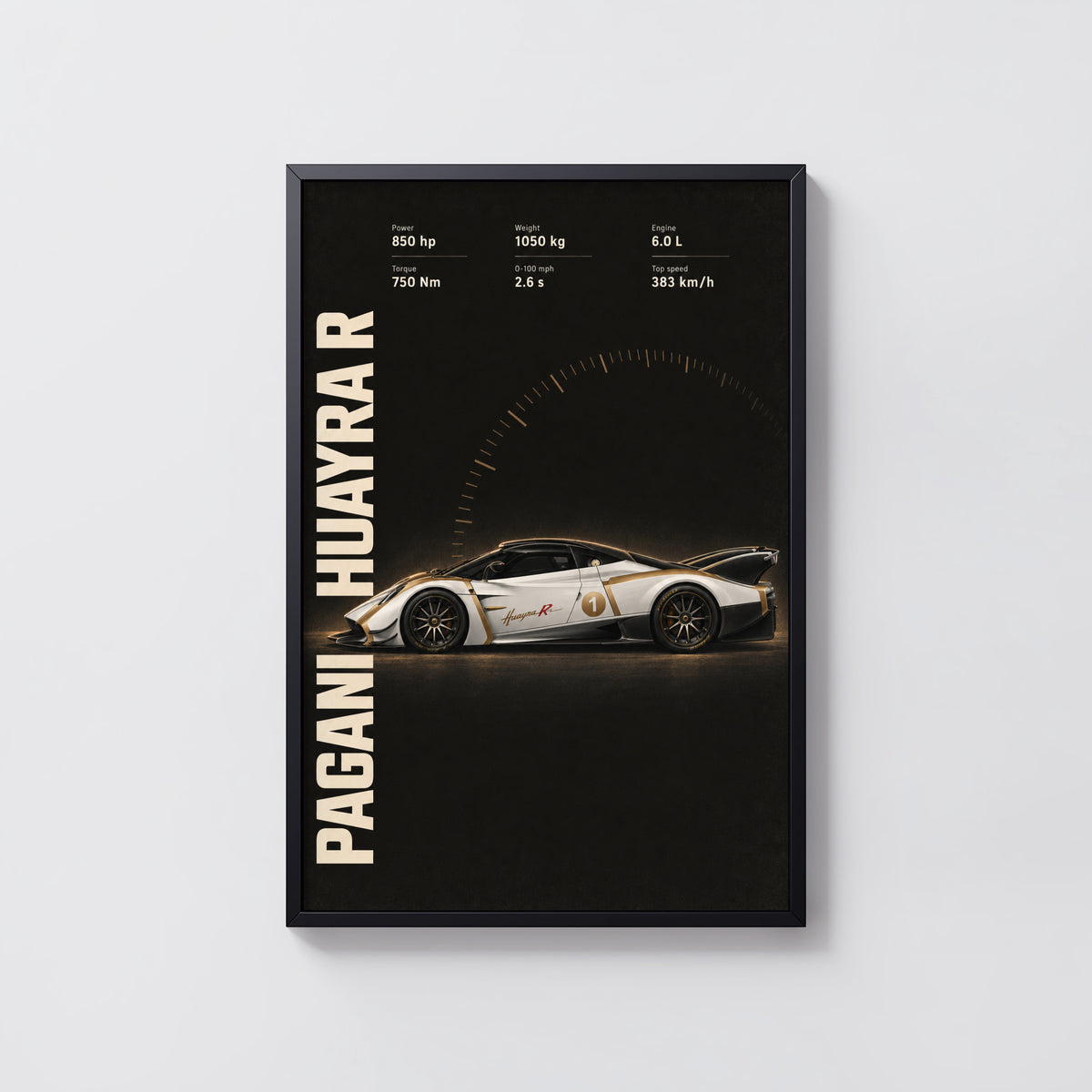 Vintage Pagani Huayra R Print, Supercar Wall Art