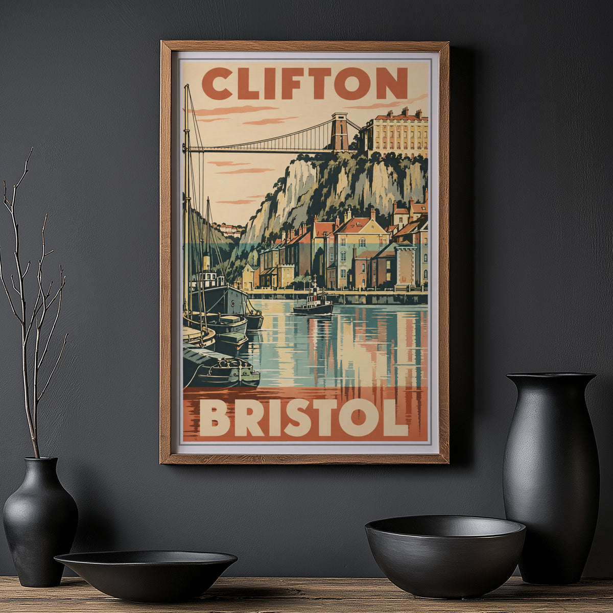 Vintage Clifton Bristol Poster, Suspension Bridge Wall Art