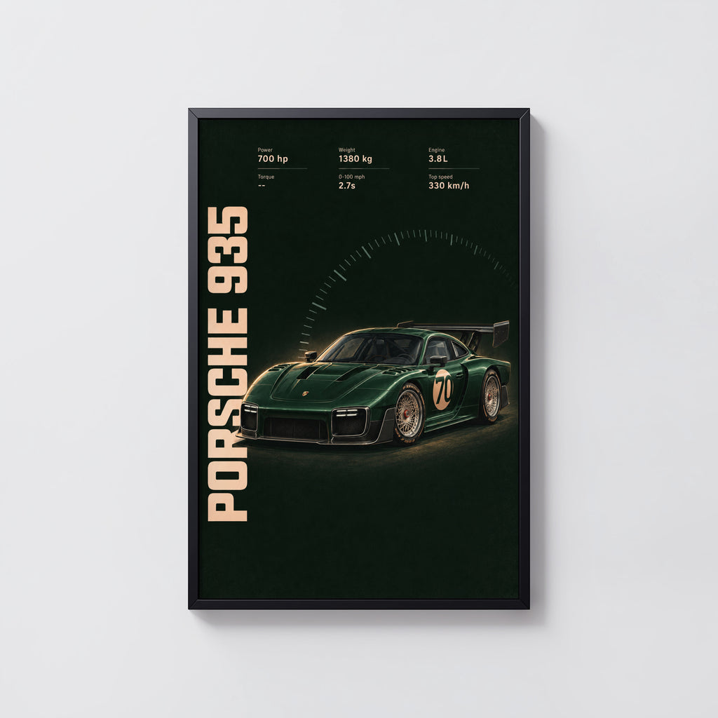 Vintage Porsche 935 Print, Racing Car Wall Art
