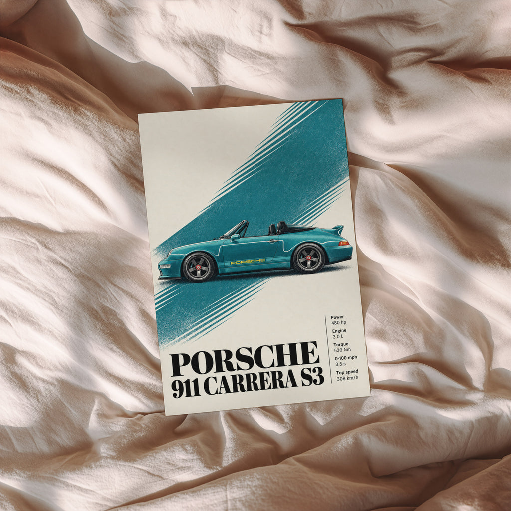 Vintage Porsche 911 Print, Car Wall Art