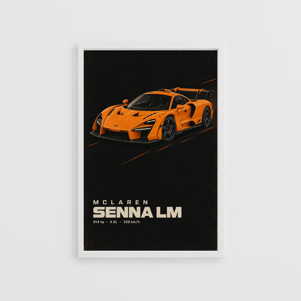 Vintage McLaren Senna LM Print, Supercar Wall Art
