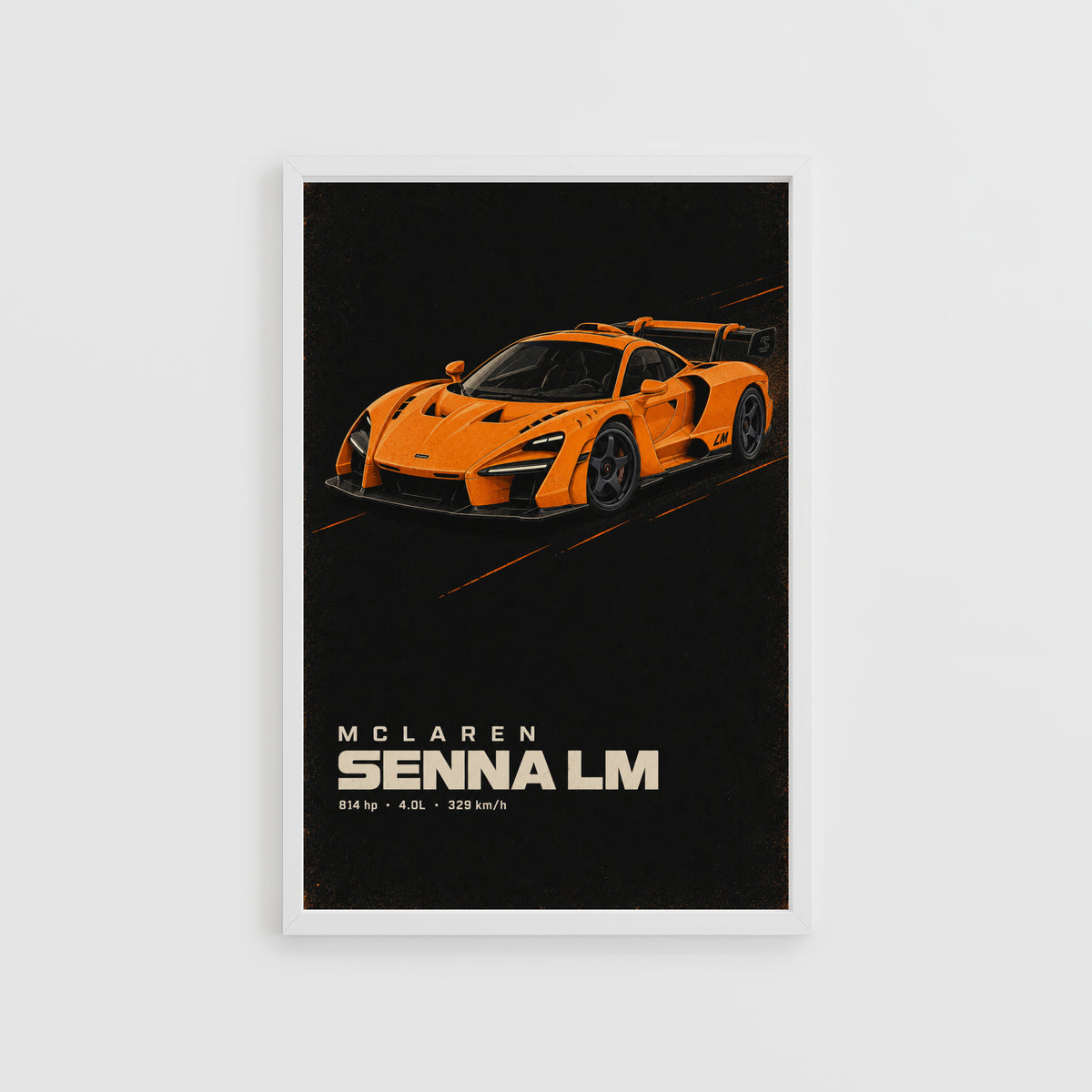 Vintage McLaren Senna LM Print, Supercar Wall Art