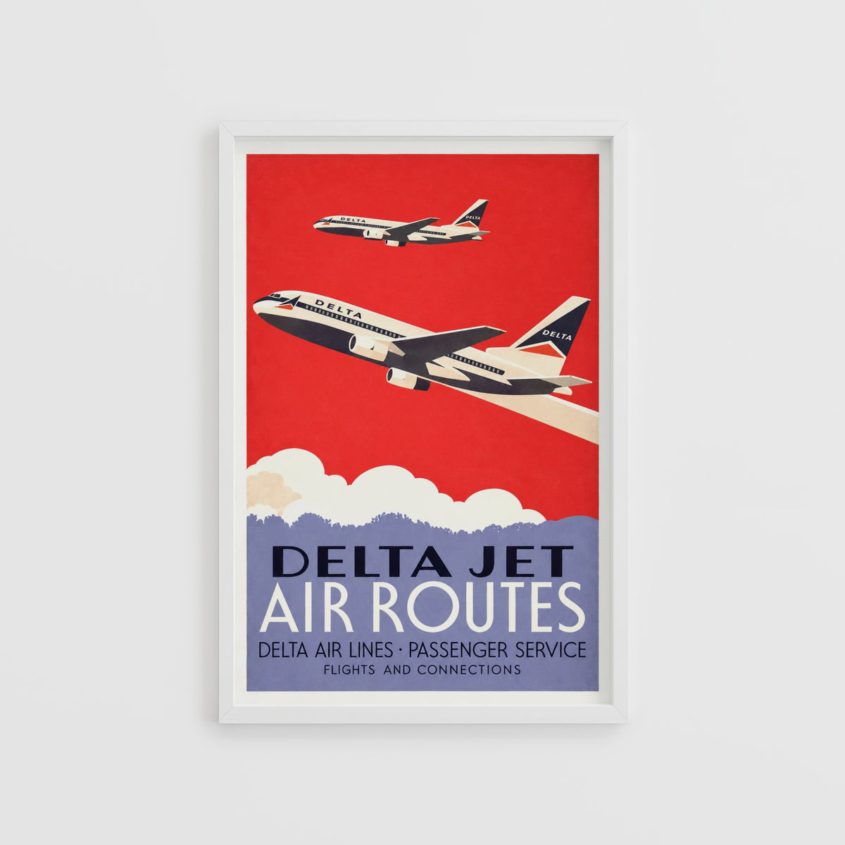 Vintage Delta Jet Poster, Airline Wall Art, Aviation Print