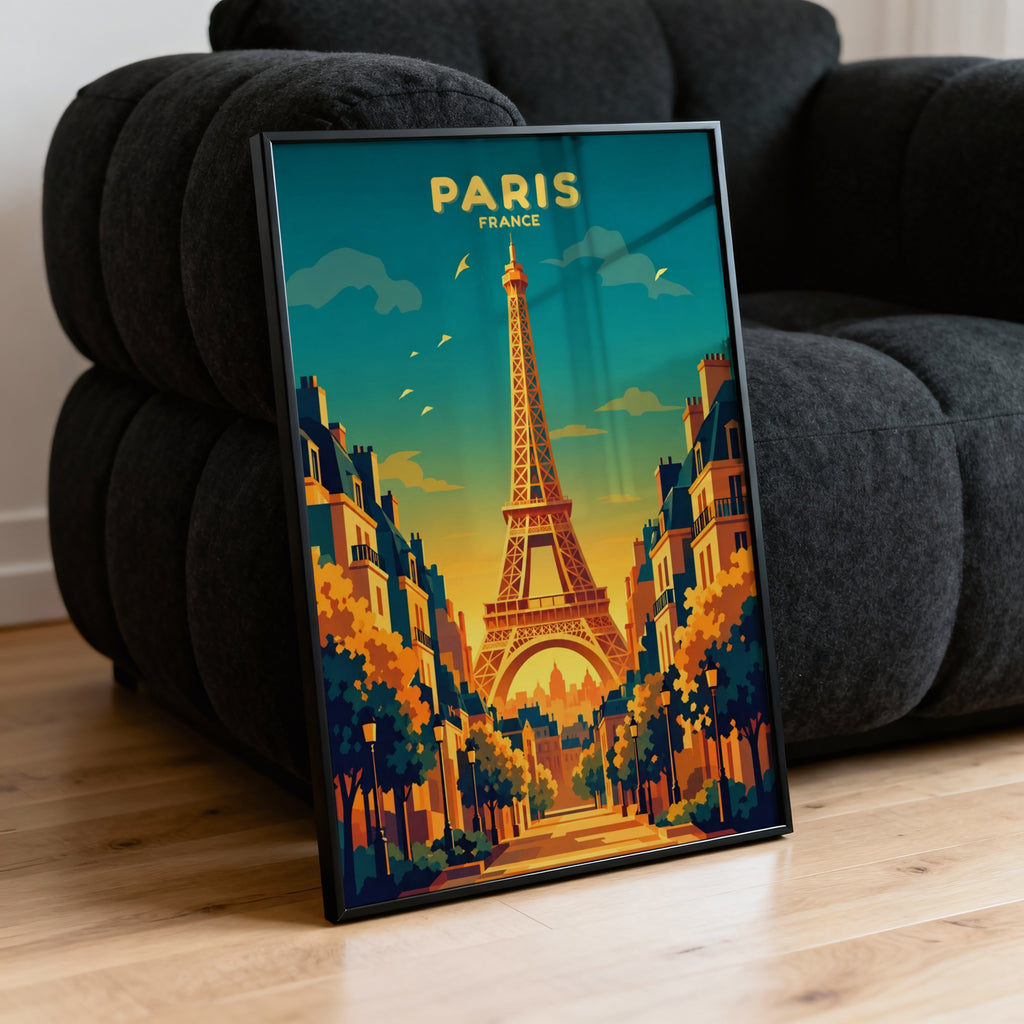 Vintage Paris Poster, Eiffel Tower Wall Art Print