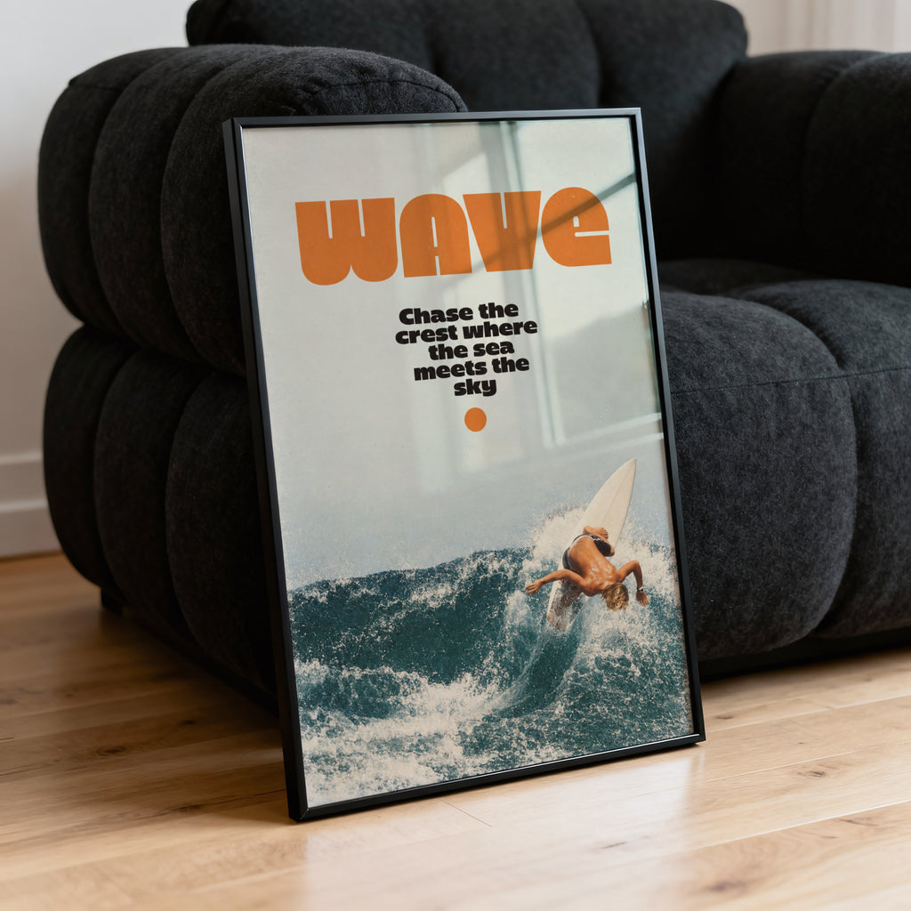 Vintage Surf Print, Retro Wave Poster, Surfer Wall Art