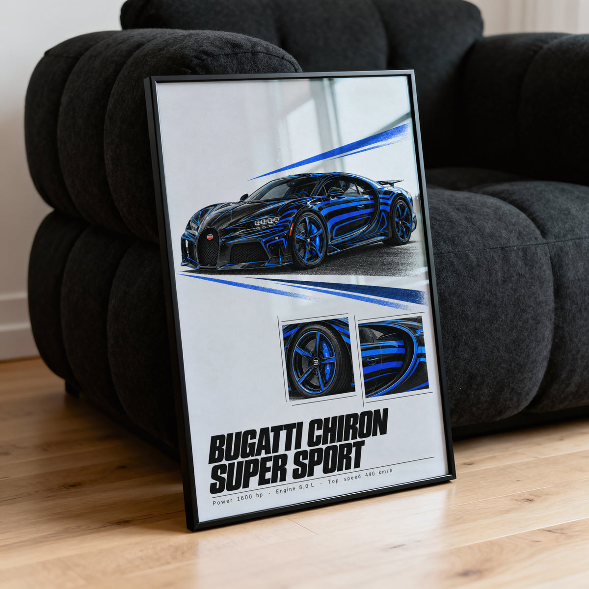 Vintage Bugatti Chiron Print, Supercar Wall Art