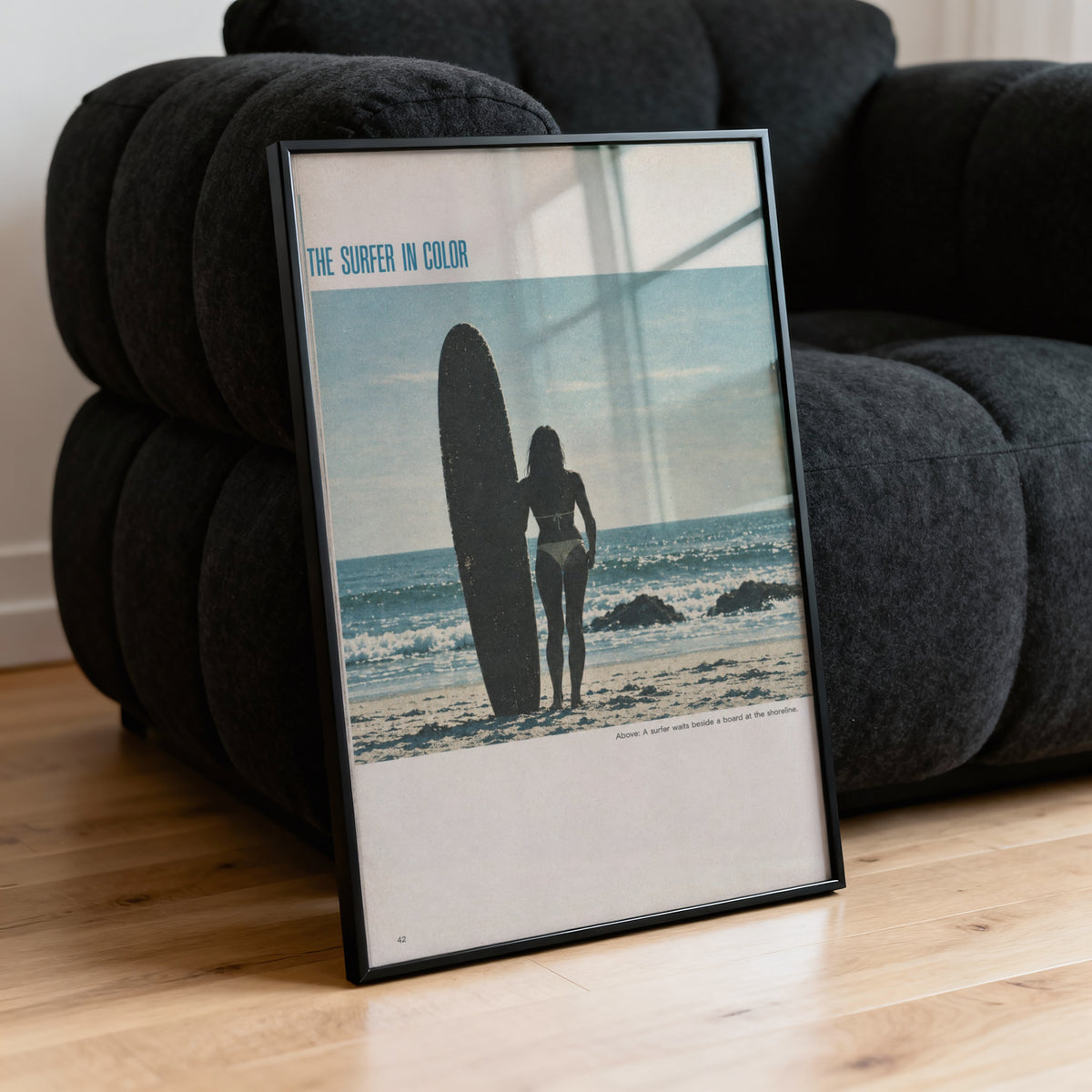 Vintage Surf Print, Surfer in Color Poster, Beach Wall Art