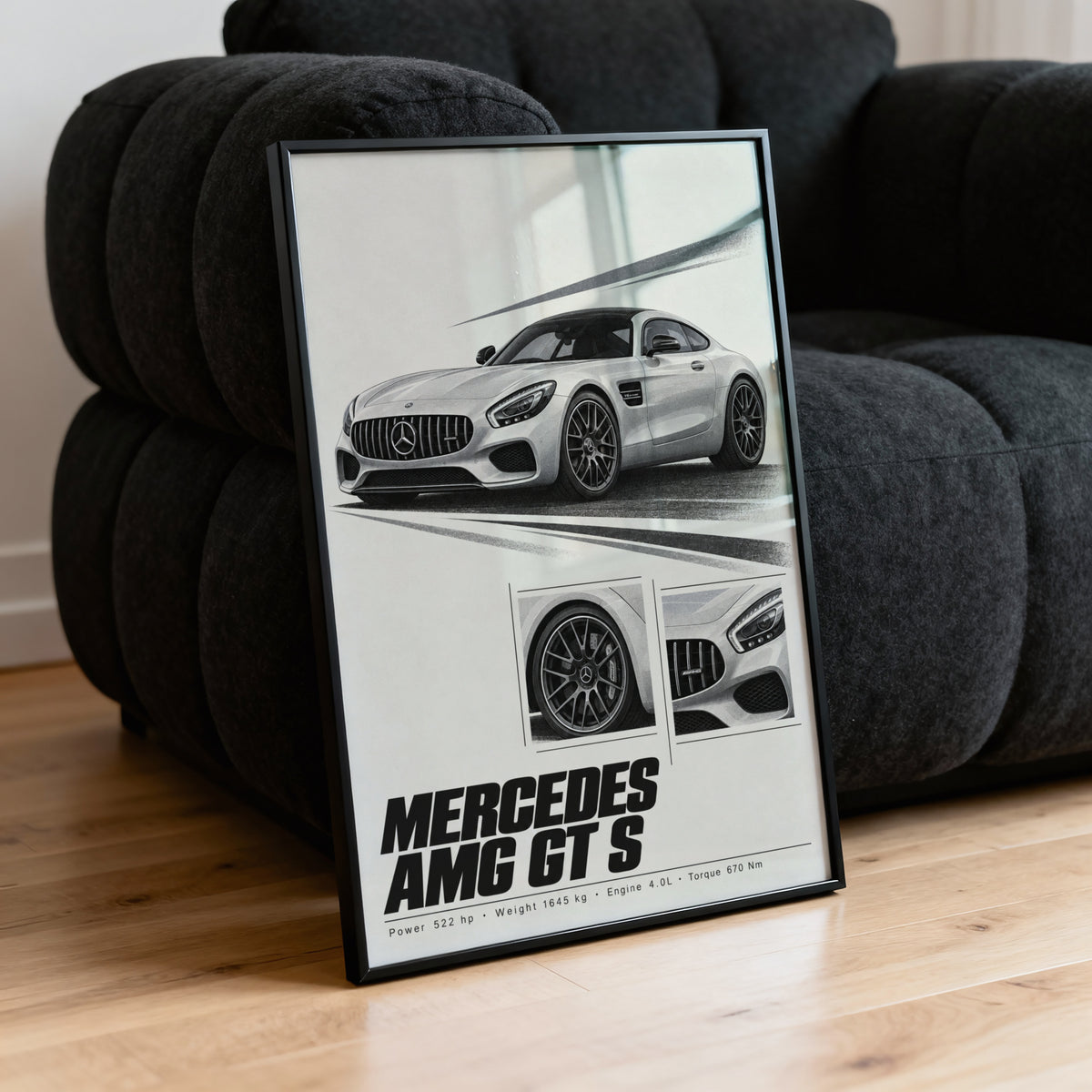 Vintage Mercedes AMG GT S Print, Car Wall Art