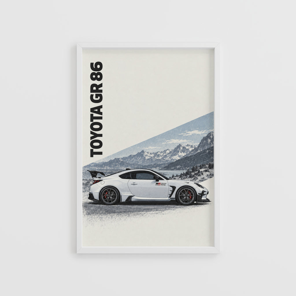 Vintage Toyota GR 86 Print, Car Poster, Mountain Art