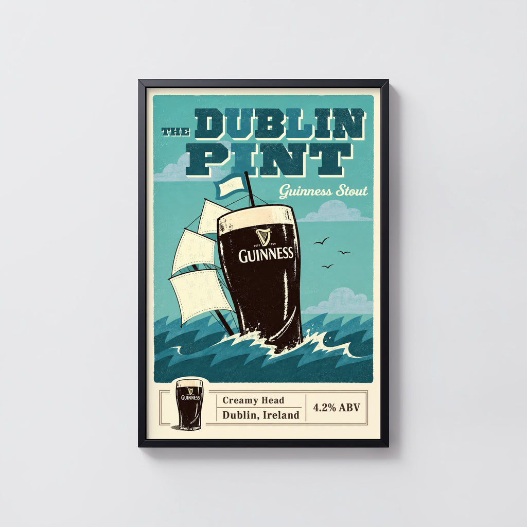 Vintage Guinness Print, Dublin Pint Beer Poster