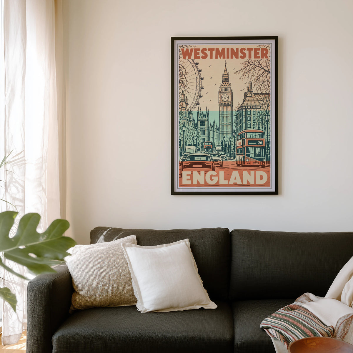 Vintage Westminster London Poster, England Wall Art, Print