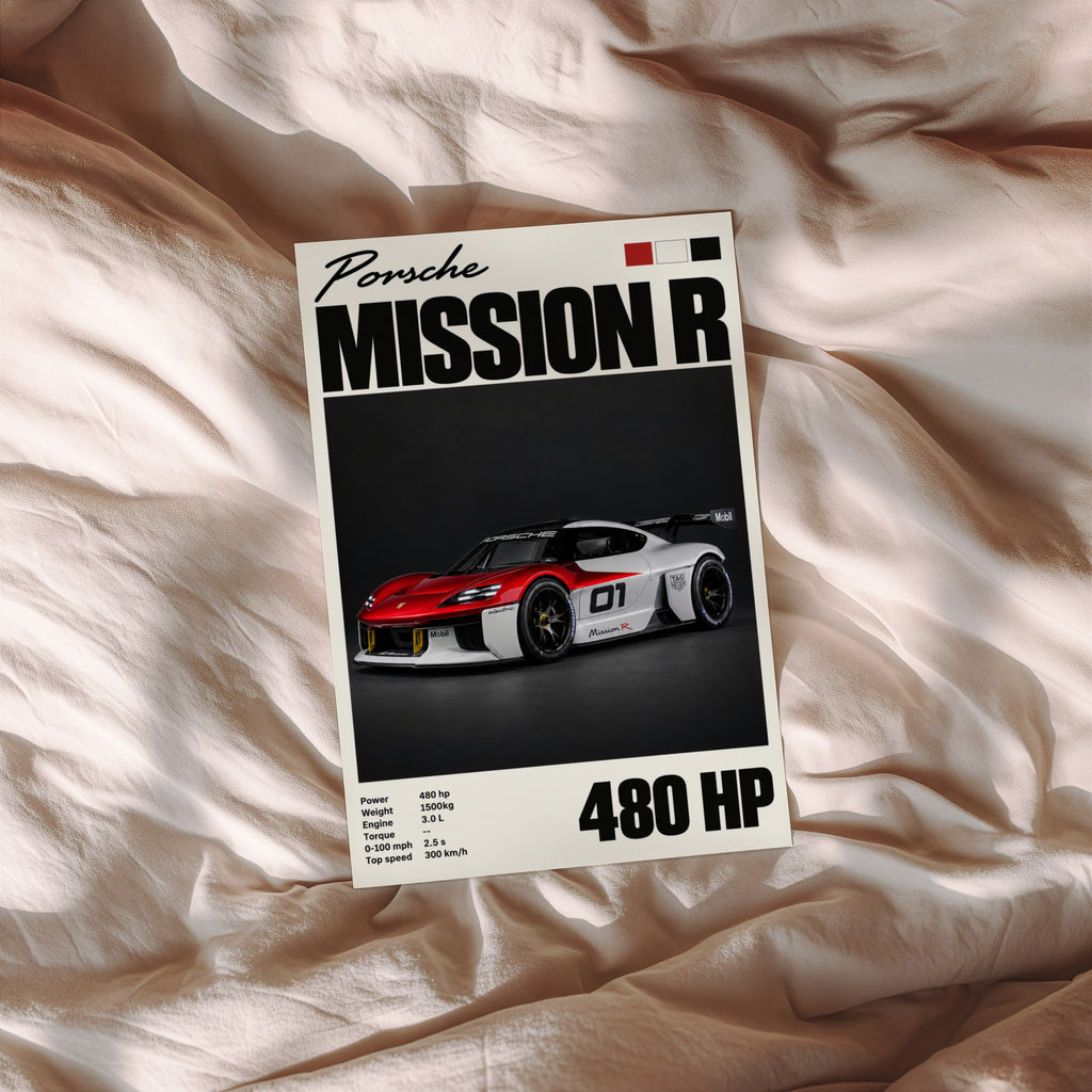Vintage Print, Porsche Mission R, Car Wall Art