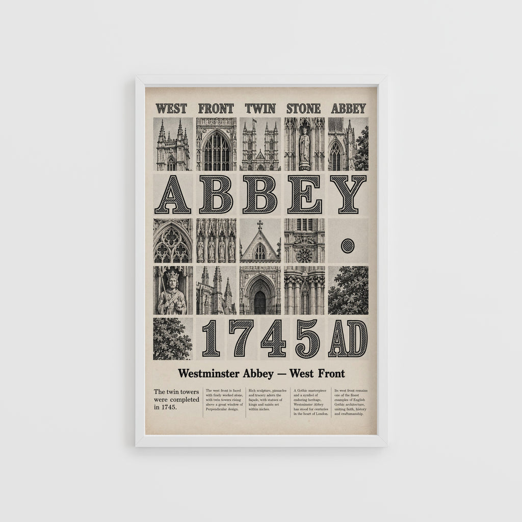 Vintage Westminster Abbey Poster, Gothic Print