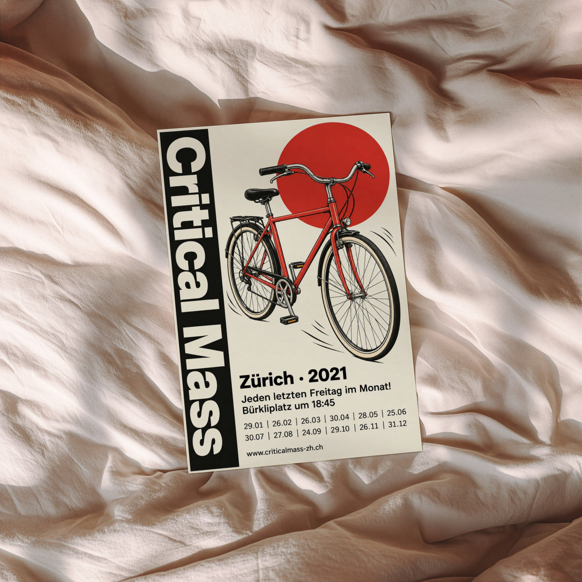 Vintage Cycling Poster, Bicycle Wall Art, Zurich Print