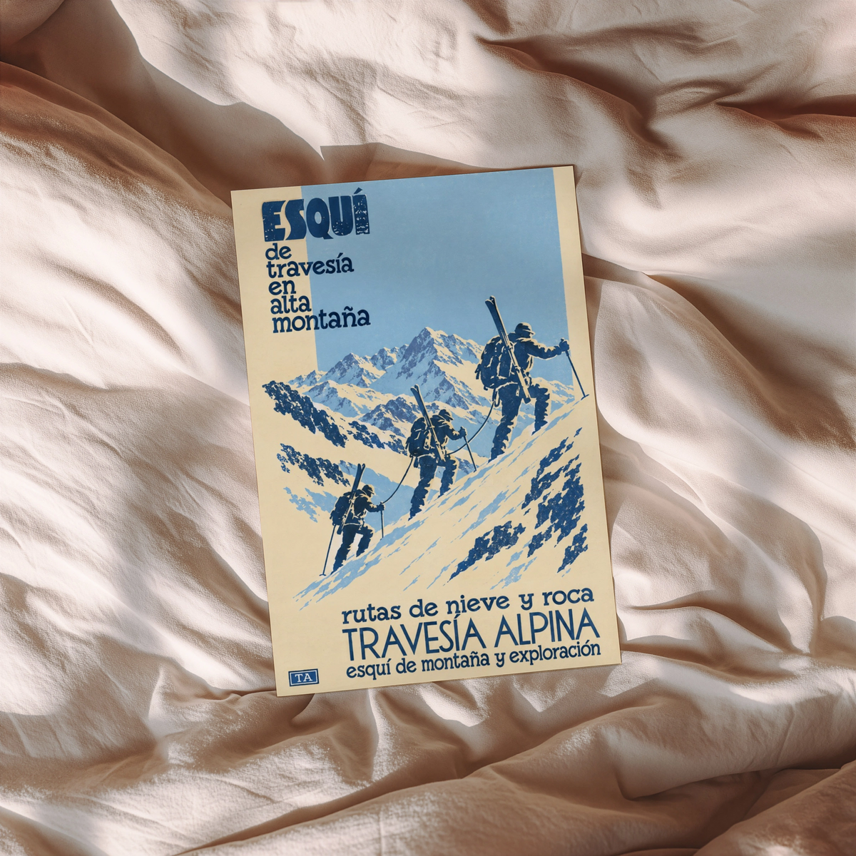 Vintage Ski Touring Alpine Print, Mountain Climbing Poster